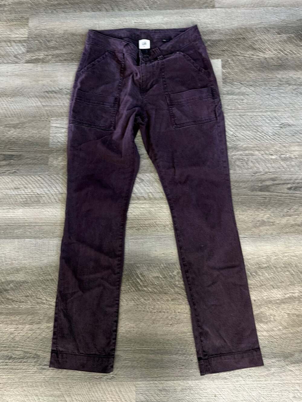 CAbi Women's The Carpenter Cargo Utility Pants in Plum Purple Size 8